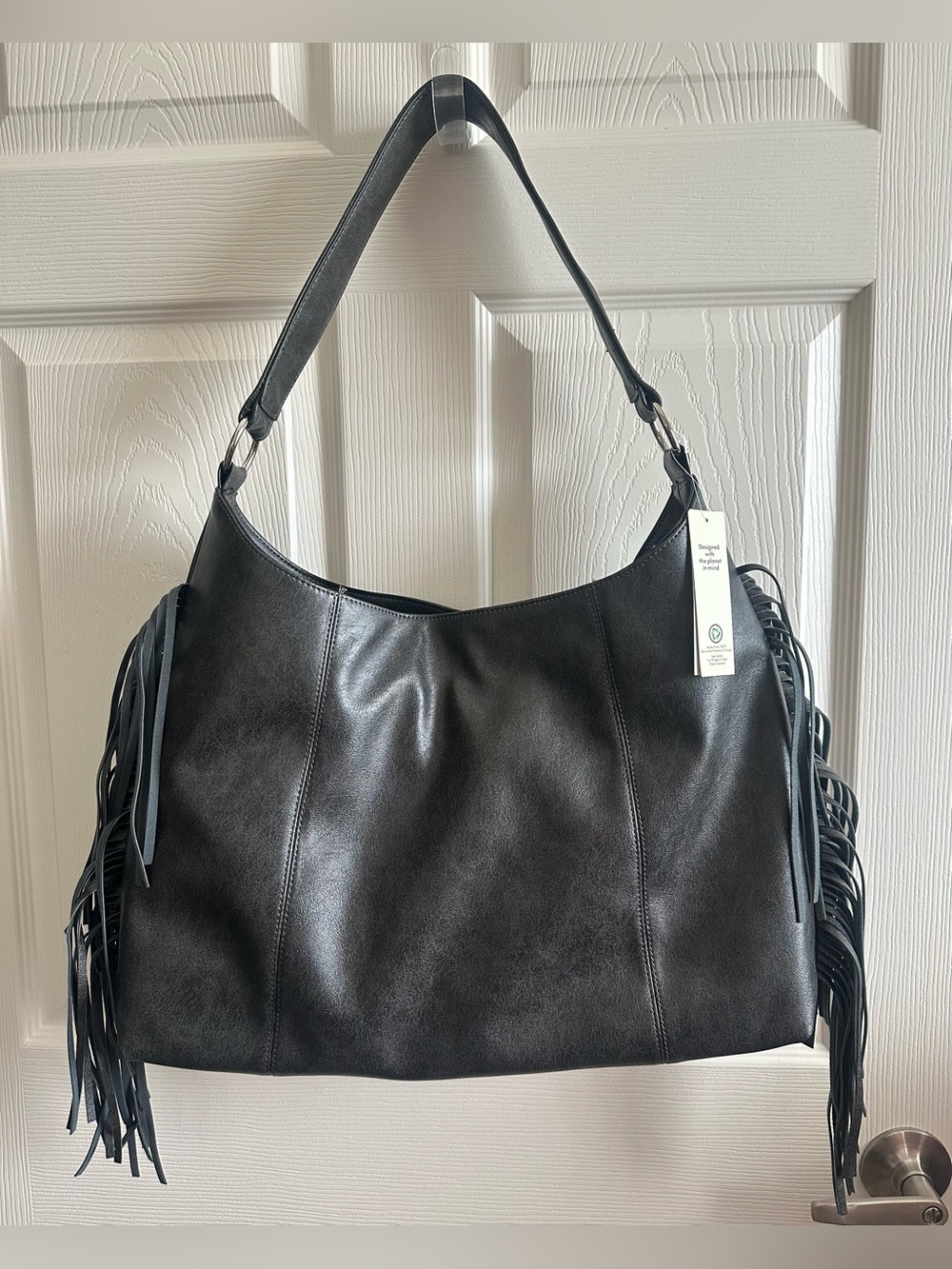 No Boundaries Women's Fashion Moto Hobo Bag Dark Grey 18”X16”New